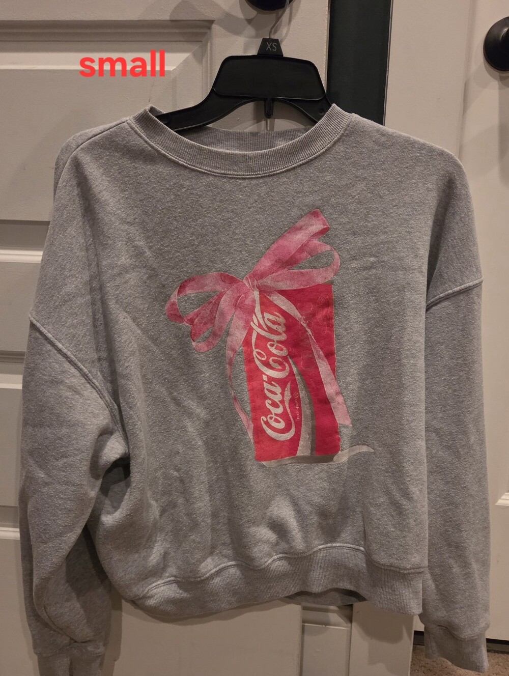Coca Cola Gray Crewneck Sweatshirt with Pink Gift Graphic